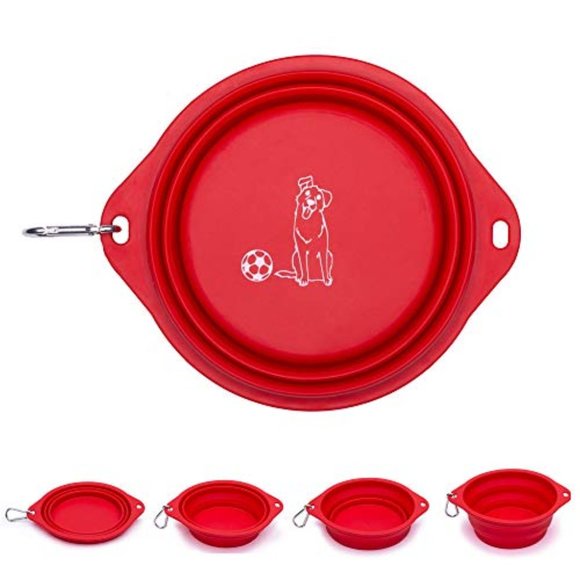 Collapsible Travel Dog Bowls (Large Size / 800 ml) - Two Pack (Black & Red) - Picture 2 of 8
